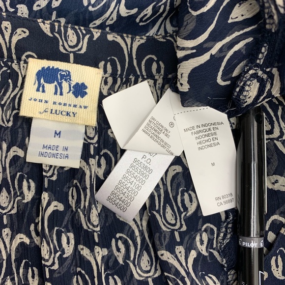 John Roeshaw for Lucky / Sheer Blue White Blouse - Picture 6 of 7